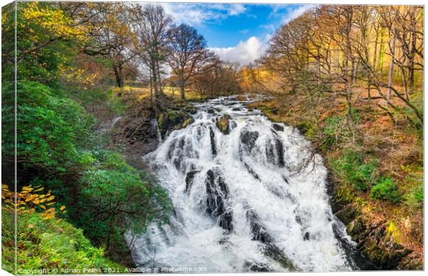 Swallow Falls Snowdonia Wales Canvas Print by Adrian Evans