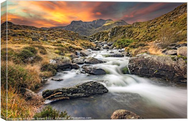 Cwm Idwal Rapids Snowdonia Wales Canvas Print by Adrian Evans