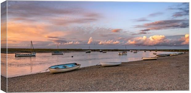 Reflected colours of sunset - Burnham Overy Staithe  Canvas Print by Gary Pearson