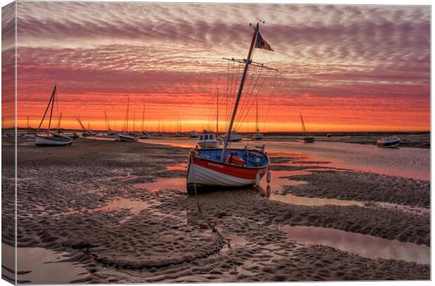 Sunrise over the harbour at Brancaster Staithe  Canvas Print by Gary Pearson