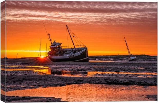 Sunrise over Brancaster Staithe  Canvas Print by Gary Pearson