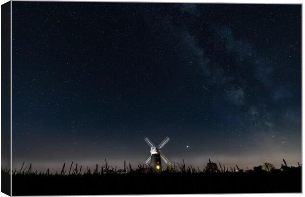 The mill, the Milkyway, and the meteor  Canvas Print by Gary Pearson