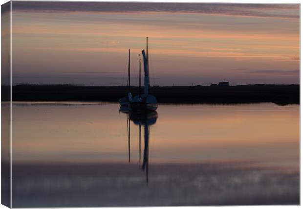 Sunset reflections Brancaster Staithe Canvas Print by Gary Pearson