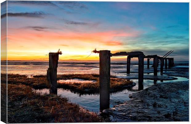 Sunset over Snettisham marsh Canvas Print by Gary Pearson
