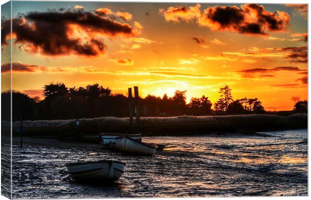 Brancaster Staithe low tide sunset Canvas Print by Gary Pearson