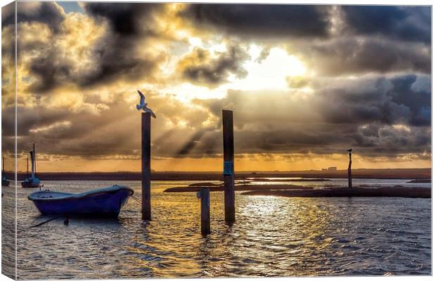 Sunset over Brancaster Staithe Canvas Print by Gary Pearson