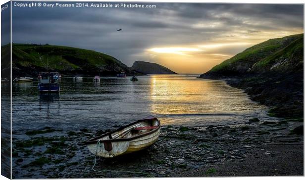 Abercastle harbour sunset Canvas Print by Gary Pearson