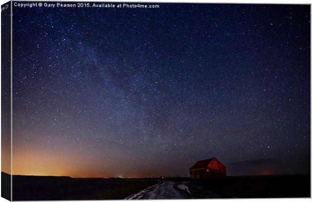  The old coal barn under the Milky Way Canvas Print by Gary Pearson