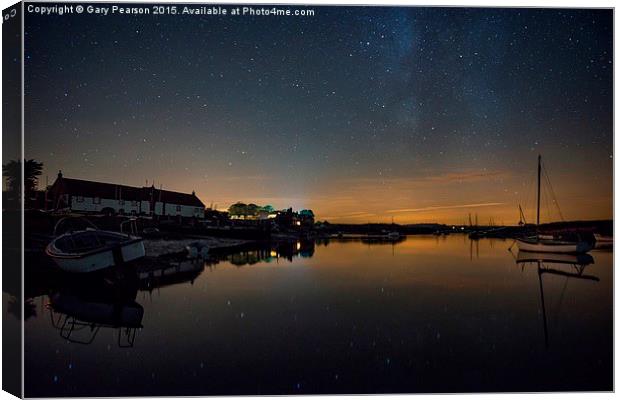 Stars and the Milky Way over Burnham Overy Staithe Canvas Print by Gary Pearson