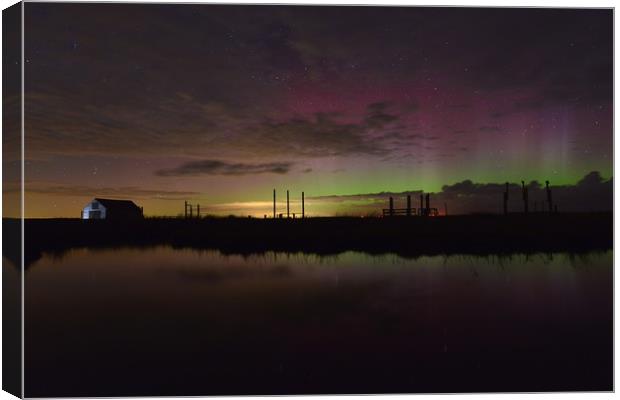 Northern lights over the old coal barn - Thornham, Canvas Print by Gary Pearson