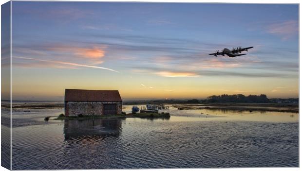A Hercules over the old coal barn at Thornham  Canvas Print by Gary Pearson