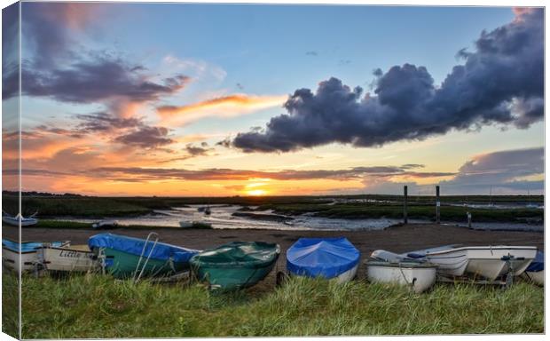 Brancaster boats summer sunset  Canvas Print by Gary Pearson