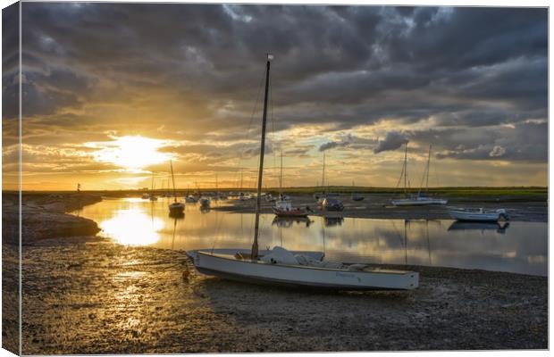 Sunset over Brancaster Staithe Canvas Print by Gary Pearson