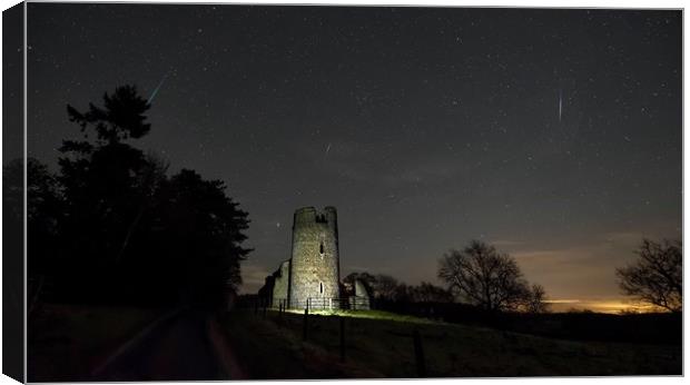 Meteors over the ruins of St Mary’s church Canvas Print by Gary Pearson