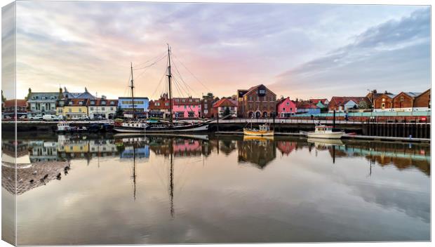 Reflections in the harbour at Wells next the Sea Canvas Print by Gary Pearson