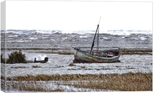 A high tide on a windy day at Thornham  Canvas Print by Gary Pearson