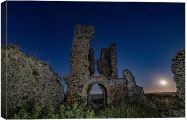 Moonrise over Bawsey ruins  Canvas Print by Gary Pearson