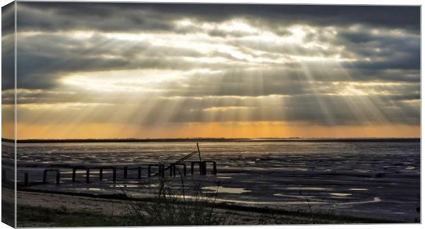 The old jetty at Snettisham in Norfolk at low tide Canvas Print by Gary Pearson