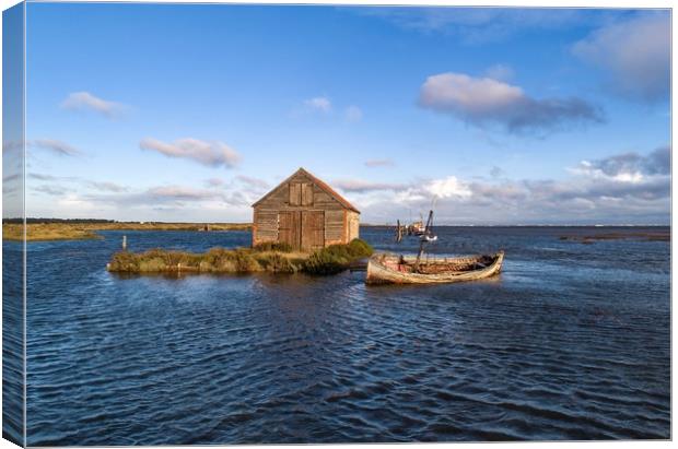 High tide surrounding the old coal barn at Thornha Canvas Print by Gary Pearson