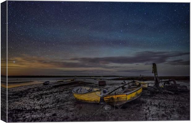 Waiting for the tide under the stars at Brancaster Canvas Print by Gary Pearson