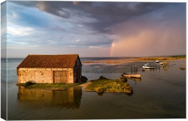 High tide at the old coal barn in Thornham Canvas Print by Gary Pearson