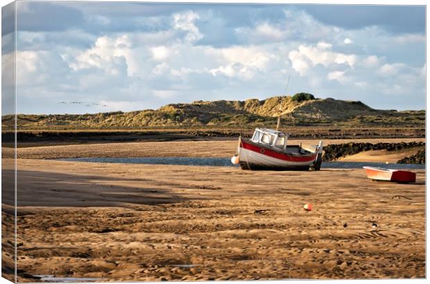 Low tide at Burnham Overy Staithe  Canvas Print by Gary Pearson