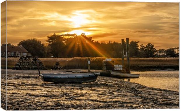 Sunset at Brancaster Staithe Canvas Print by Gary Pearson