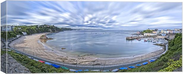 Tenby Harbour & North Beach Panoramic Canvas Print by Ben Fecci
