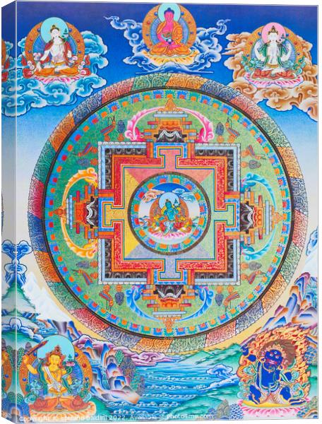 Green Tara Mandala depicting the maternal protector from all dan Canvas Print by stefano baldini