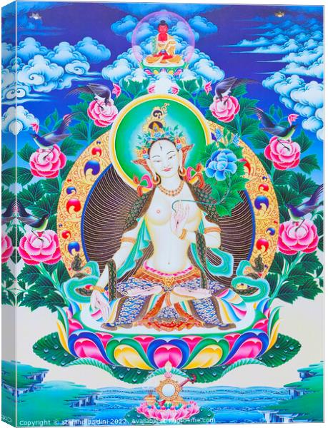 Image depicting the white Tara, the seven eyed divine mother sea Canvas Print by stefano baldini