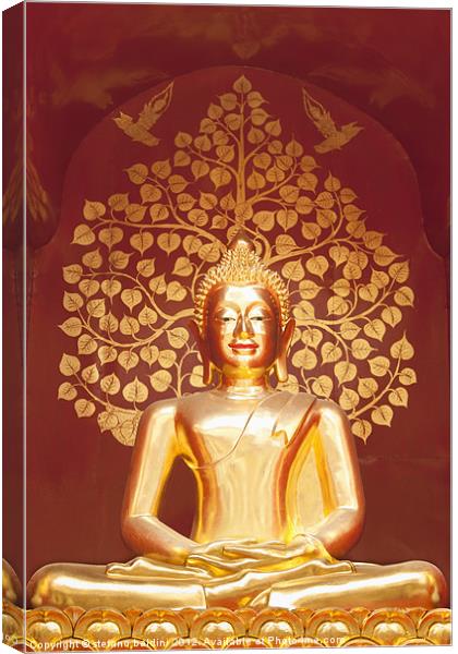 Golden Buddha statue Canvas Print by stefano baldini