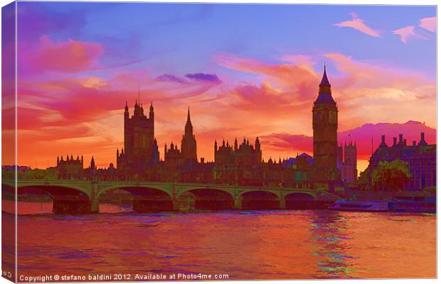 The house of parliament and westminster bridge Canvas Print by stefano baldini