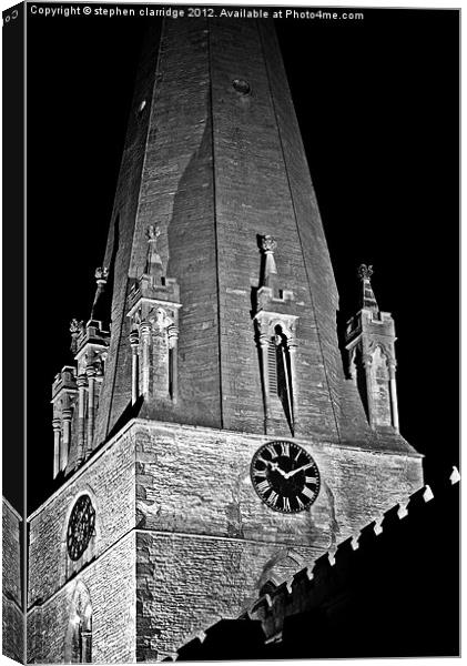 Edwinstowe church at night monochrome Canvas Print by stephen clarridge