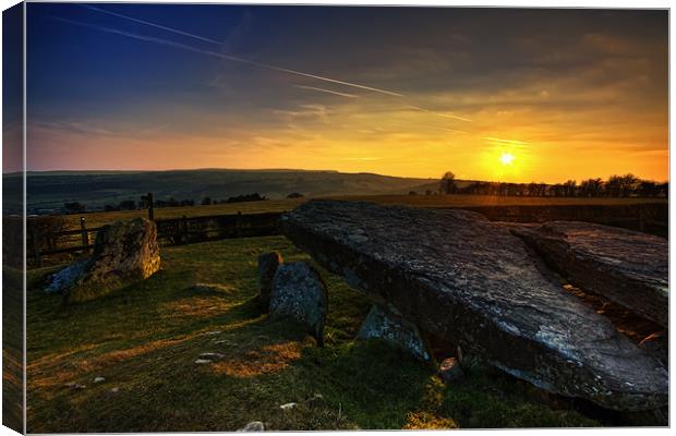 Sunset at Arthur's Stone Monument Canvas Print by Steven Clements LNPS