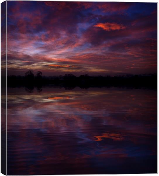 Red Sunset Reflected In Pool Canvas Print by Steven Clements LNPS