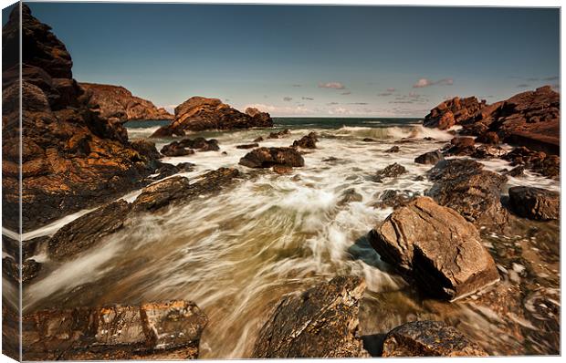Rushing Sea at Tairlar Beach Canvas Print by Steven Clements LNPS