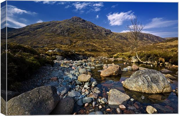 Mountain Stream in Glencoe Scotland Canvas Print by Steven Clements LNPS