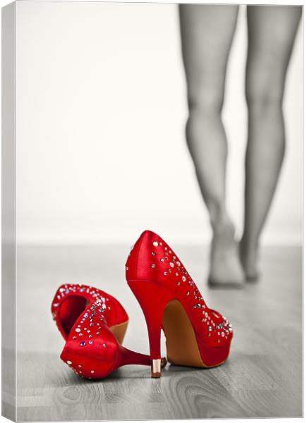 Kicking off Red High Heels Canvas Print by Steven Clements LNPS