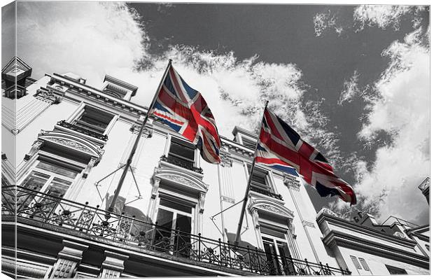 Union Jack Flags in London Canvas Print by Catherine Joll