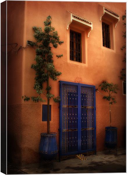 Blue doorway Marrakech Canvas Print by David Worthington