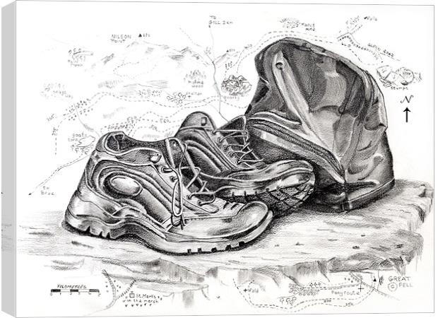 Walking boots. Canvas Print by David Worthington