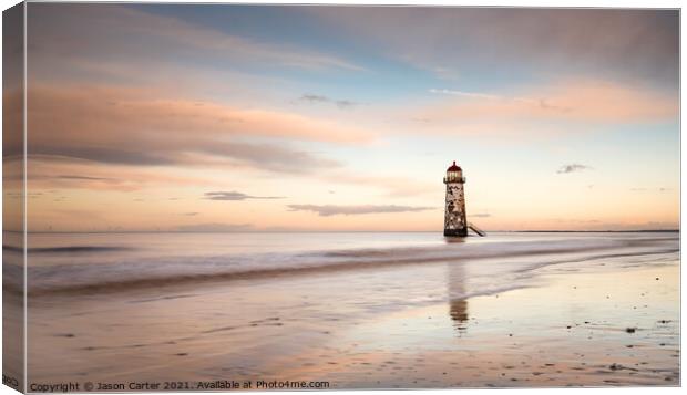 Talacre Beach Lighthouse Canvas Print by Jason Carter