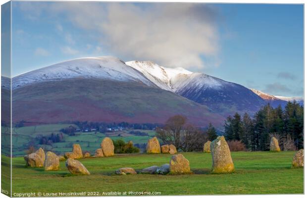 Blencathra and Castlerigg Stone Circle, Lake District, Cumbria Canvas Print by Louise Heusinkveld