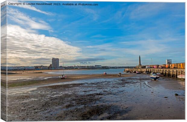 Margate Harbour Arm at Low Tide Canvas Print by Louise Heusinkveld