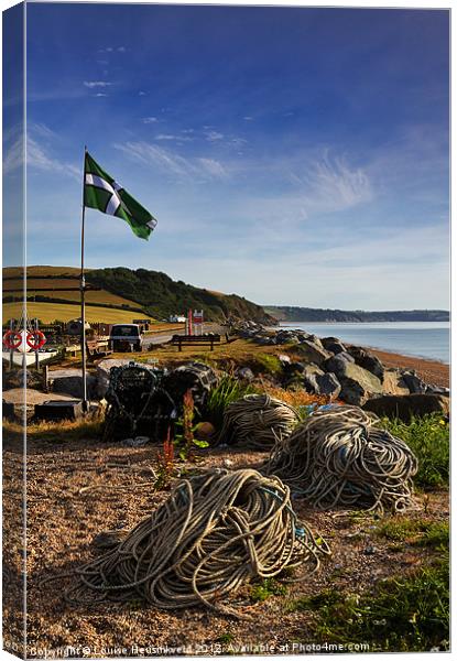 Flag and fishing gear, Beesands Canvas Print by Louise Heusinkveld