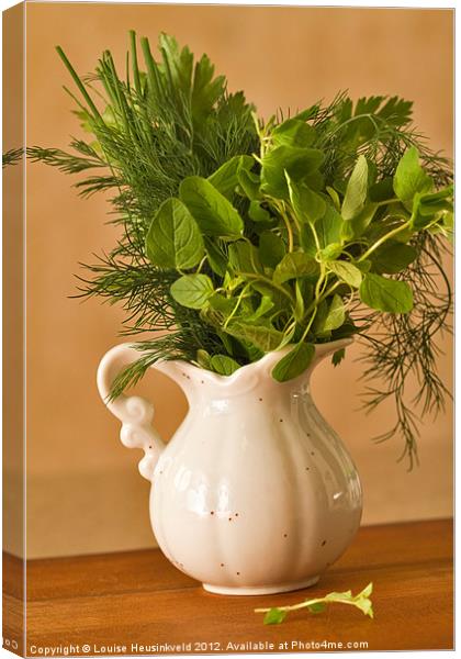 A bunch of fresh herbs Canvas Print by Louise Heusinkveld