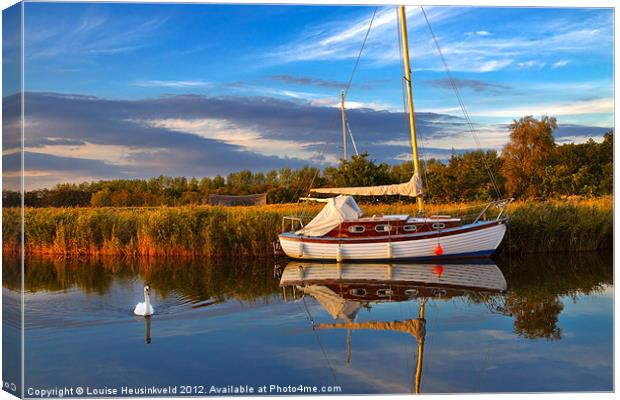 Sailboat moored at Horsey Mere Canvas Print by Louise Heusinkveld