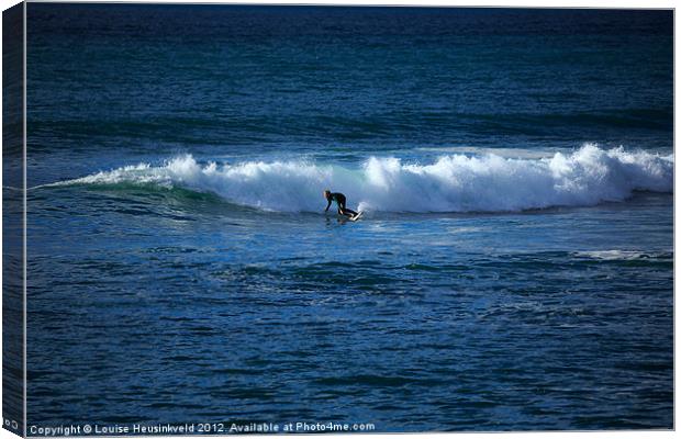 Surfer at Porthleven, Cornwall Canvas Print by Louise Heusinkveld