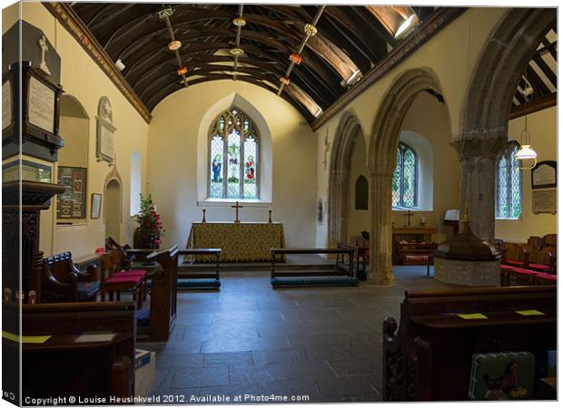 Interior of St Just in Roseland Church, Cornwall Canvas Print by Louise Heusinkveld