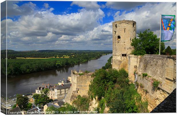 Tour du Moulin and the Loire River, Chinon, France Canvas Print by Louise Heusinkveld